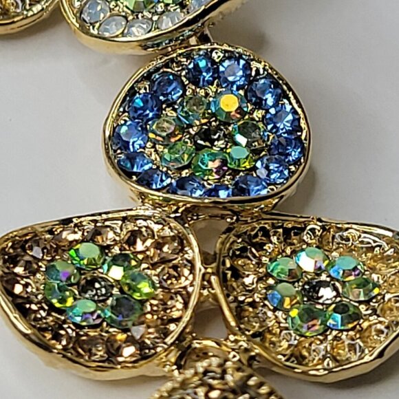 Blue And Green Crystal Long Earrings - Picture 8 of 11